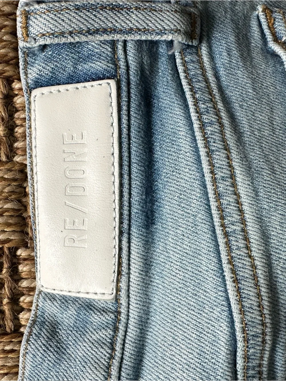 RE/DONE Size 25 Light Wash High Rise Wide Leg Crop Raw Hem Jeans